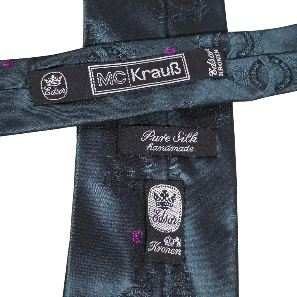 Edsor Kronen MC Krauss Silk Tie Royal Canadian Air Force RCAF Teal Green Magenta
